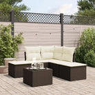 Zwarte tuinstoelenset met waterdichte tas en gepoedercoat staal - Bruin en crème / Met tafel - Tuinsets