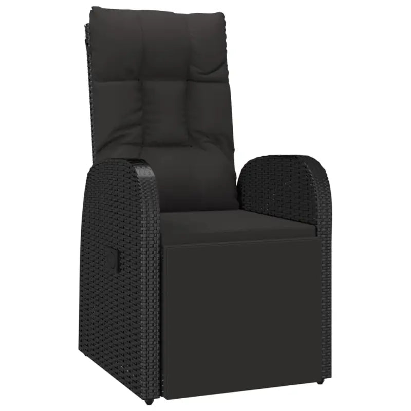 Zwarte tuintafelset met poly rattan materiaal en vulling voor elegant buitenplezier - Tuinsets