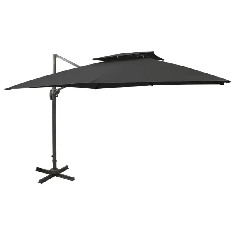 Zweefparasol met dubbel dak voor schaduw en bescherming bij zware regenval - Zwart / 300 x 300 cm / 1 - Parasols