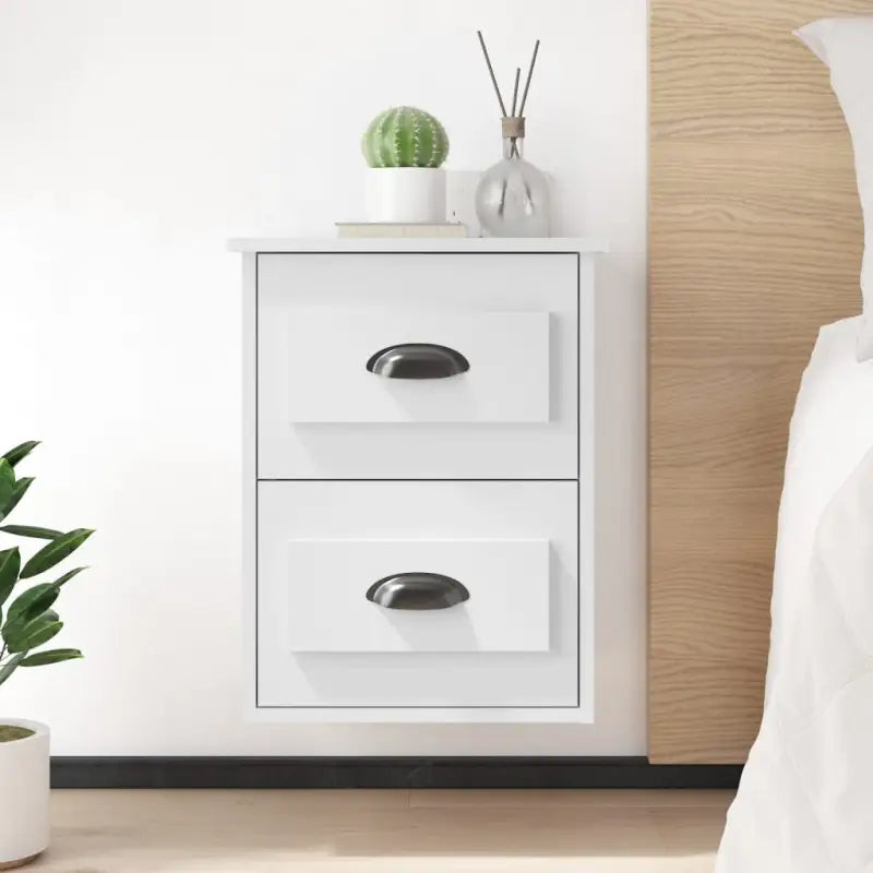 Zwevend nachtkastje in hoogglans wit met elegant ontwerp - Wit / 1 - Nachtkastjes