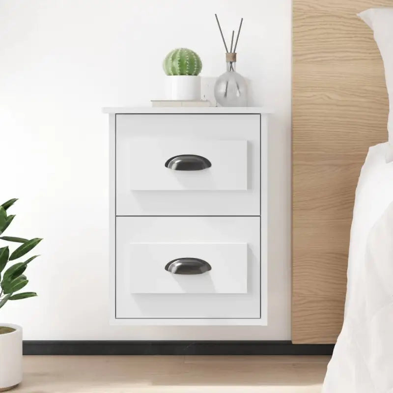 Zwevend nachtkastje in hoogglans wit met elegant ontwerp - Wit / 2 - Nachtkastjes