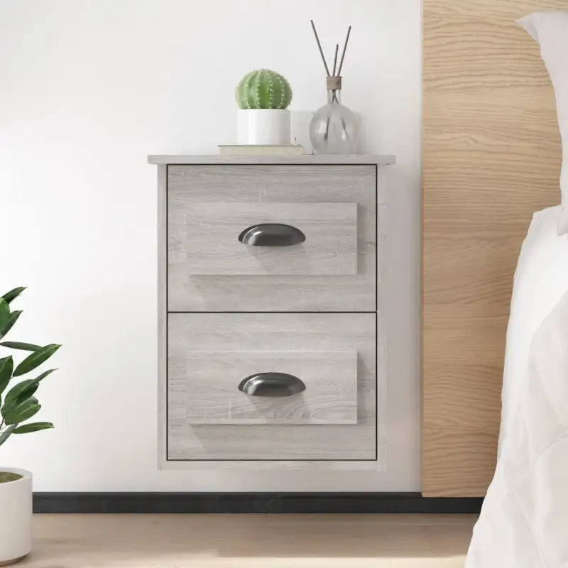 Zwevend nachtkastje in hoogglans wit met elegant ontwerp - Grijs sonoma / 1 - Nachtkastjes