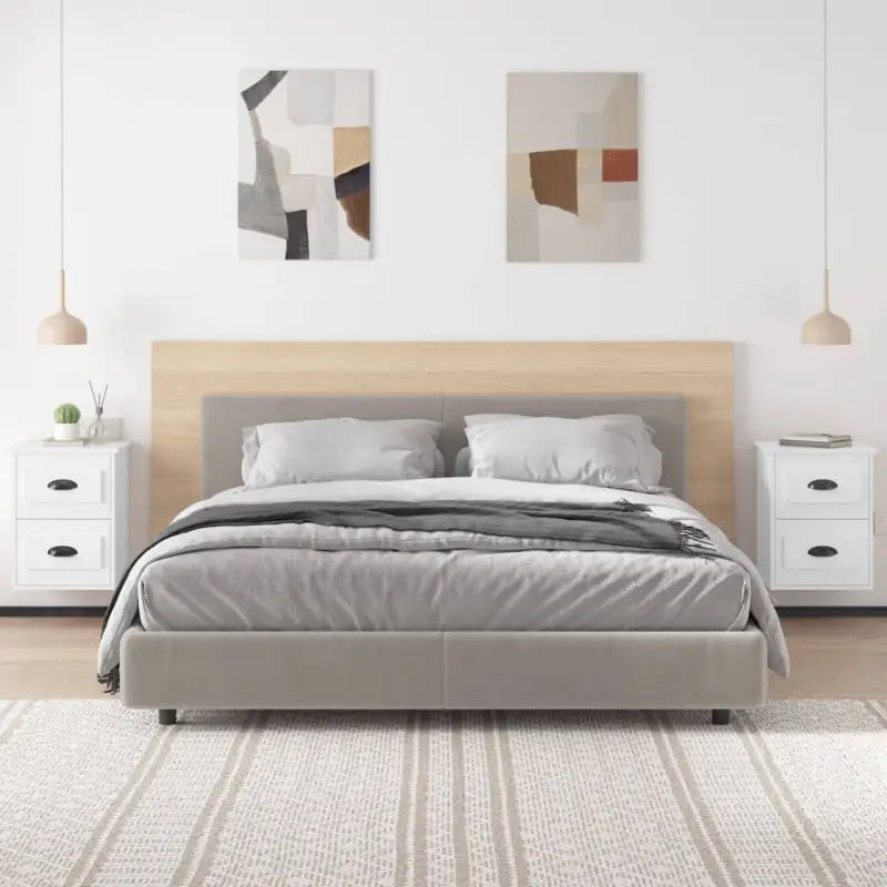 Zwevend nachtkastje in hoogglans wit met elegant ontwerp - Nachtkastjes