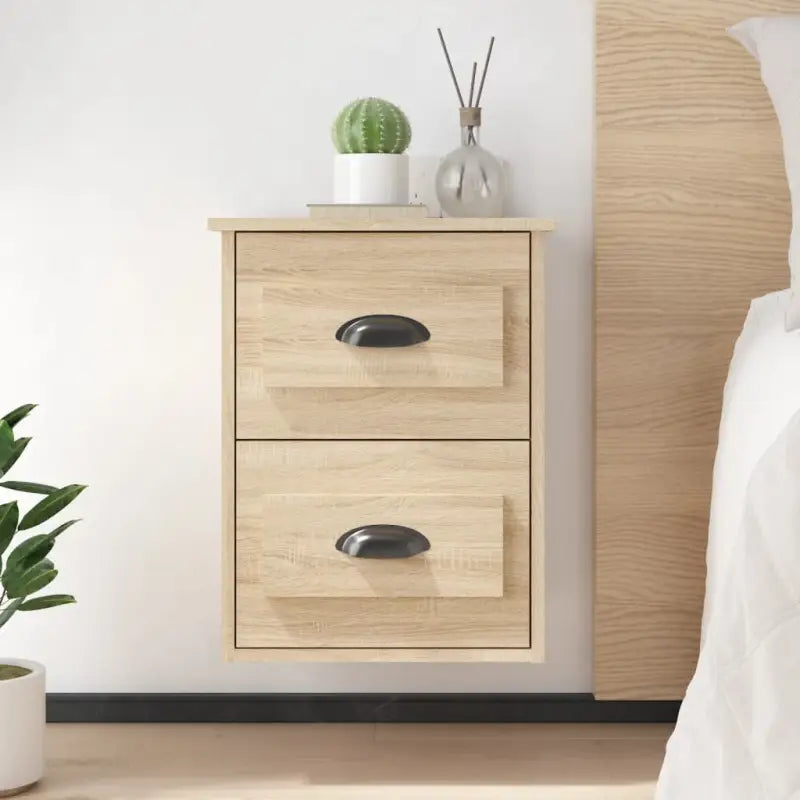 Zwevend nachtkastje in hoogglans wit met elegant ontwerp - Sonoma eiken / 1 - Nachtkastjes