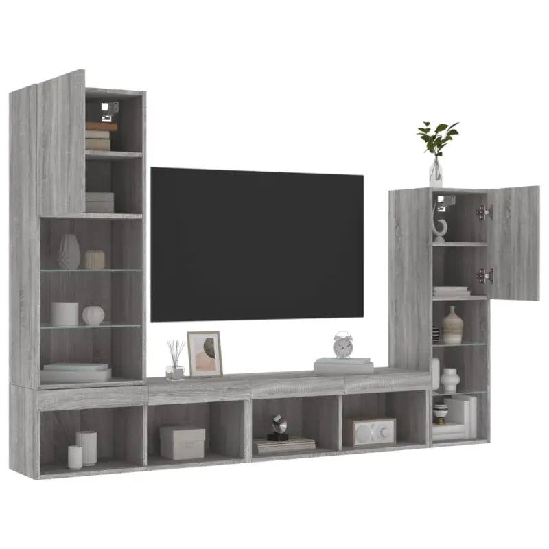 Zwevend TV meubel in Grijs Sonoma met RGB LED-verlichting - Tv-meubels