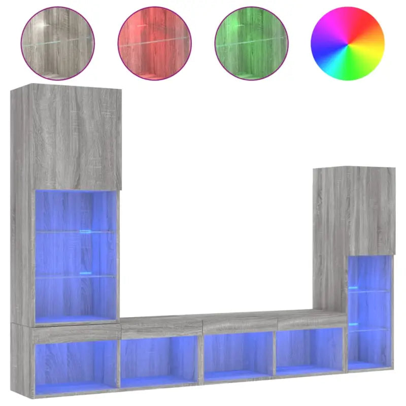 Zwevend TV meubel in Grijs Sonoma met RGB LED-verlichting - Tv-meubels