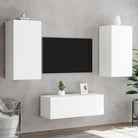 Zwevend tv-meubel met rgb led-verlichting en bewerkt hout - Tv-meubels