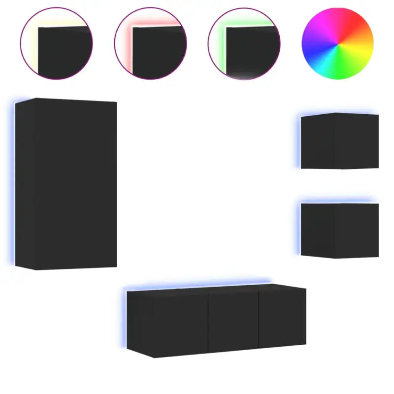 Zwevend TV-meubel met rgb led-verlichting en bewerkt hout - Tv-meubels