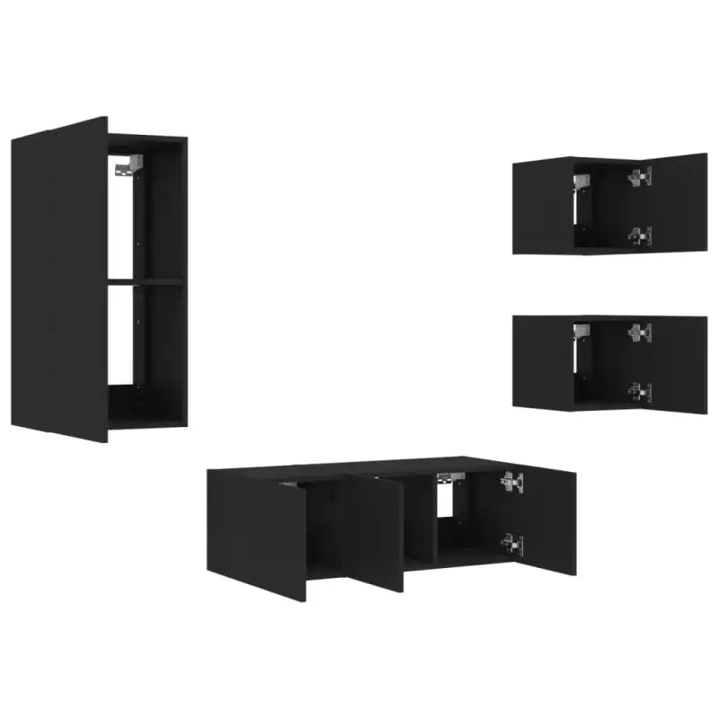 Zwevend TV-meubel met rgb led-verlichting en bewerkt hout - Tv-meubels