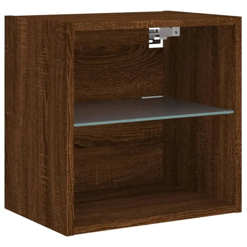 Zwevend Tv-meubel van bewerkt hout met rgb led-verlichting - bruin eikenkleur / 1 - Tv-meubels
