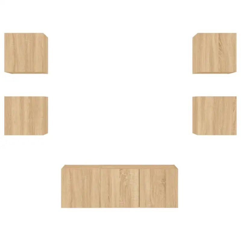 Zwevend Tv-Meubel van Bewerkt Hout met RGB LED-Verlichting - Tv-meubels