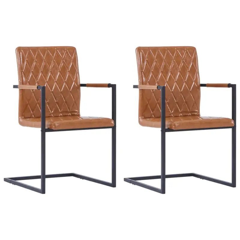 Zwevende eetkamerstoelen levering bevat voor modern interieurstijl - Cognac / 2 / Ruitpatroon - Eetkamerstoelen
