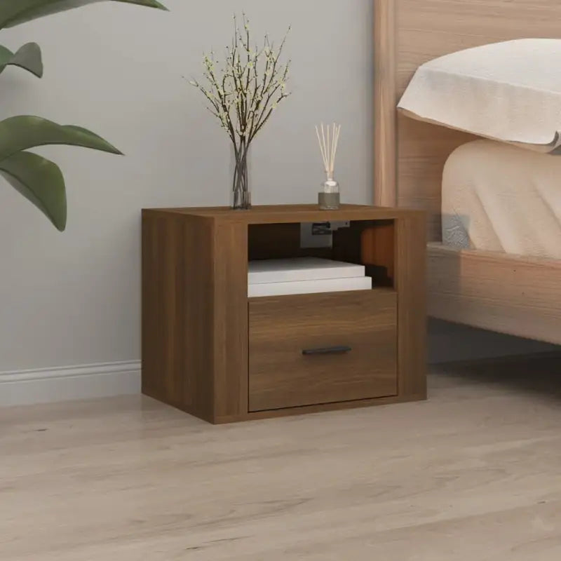 Zwevende nachtkastjes met elegant ontwerp en hoogwaardig bewerkt hout - bruin eikenkleur / 1 - Nachtkastjes