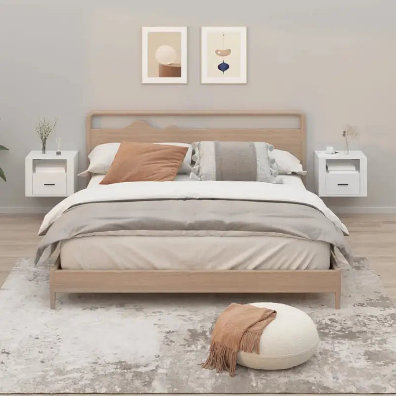 Zwevende nachtkastjes met elegant ontwerp en hoogwaardig bewerkt hout - Wit / 2 - Nachtkastjes
