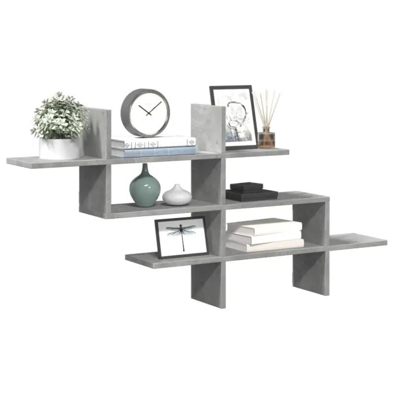 Zwevende schap van bewerkt hout voor een stijlvolle muuropslag - Betongrijs / 1 - Wandplanken