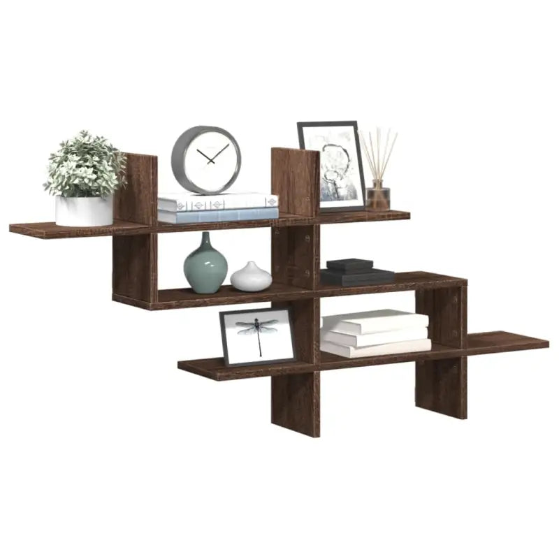 Zwevende schap van bewerkt hout voor een stijlvolle muuropslag - bruin eikenkleur / 1 - Wandplanken
