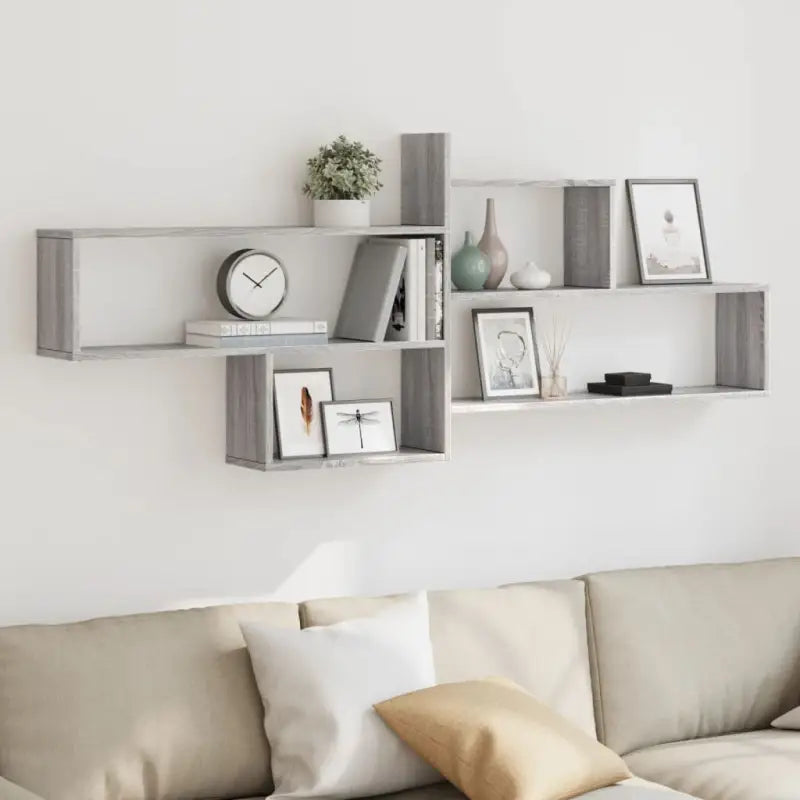 Zwevende schap van bewerkt hout voor maximale ruimtegebruik - Grijs sonoma / 1 - Wandplanken