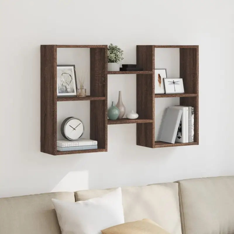 Zwevende schap van bewerkt hout voor maximale ruimtegebruik in huis - bruin eikenkleur / 1 - Wandplanken