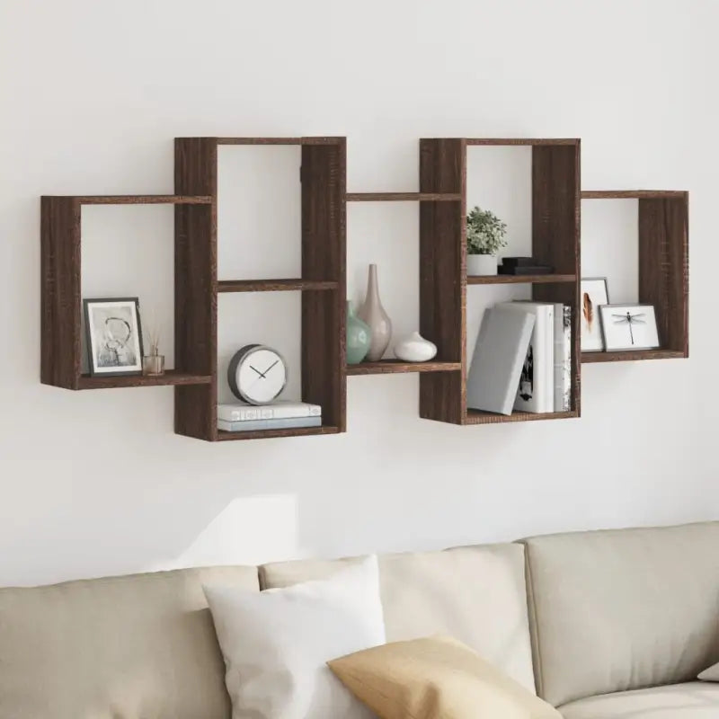 Zwevende schap van bewerkt hout voor maximale ruimtegebruik in huis - bruin eikenkleur / 159 x 18 x 65 cm / 1