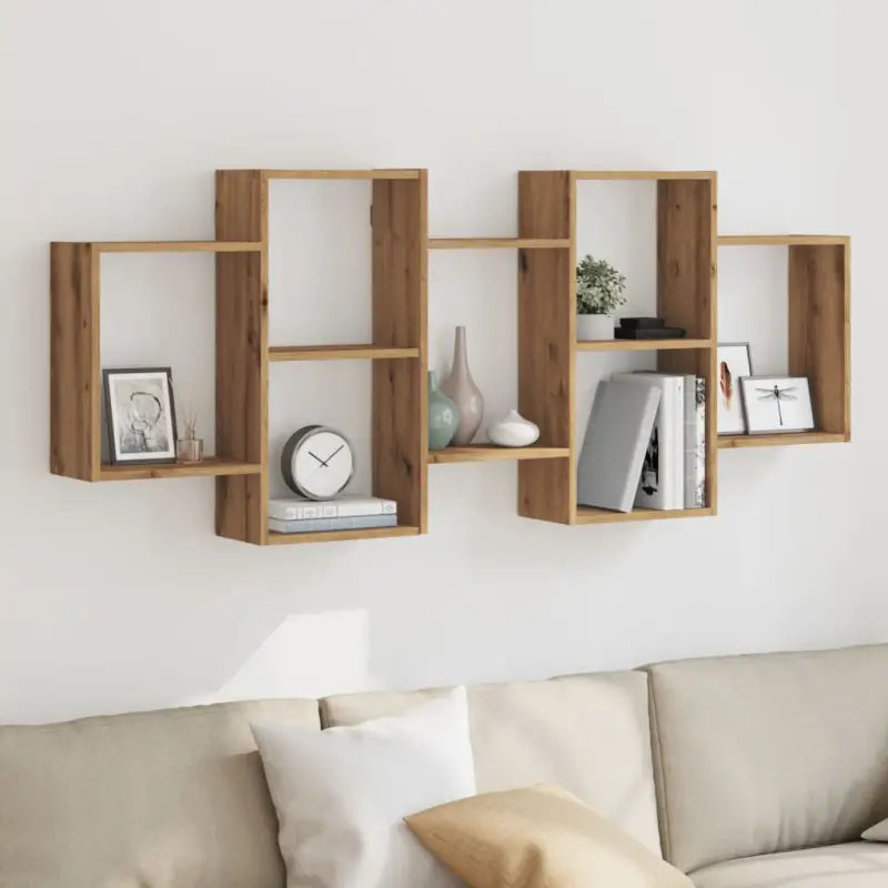 Zwevende schap van bewerkt hout voor maximale ruimtegebruik in huis - Eiken / 159 x 18 x 65 cm / 1 - Wandplanken