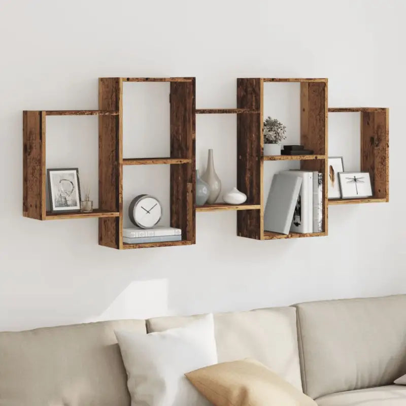 Zwevende schap van bewerkt hout voor maximale ruimtegebruik in huis - Oud hout / 159 x 18 x 65 cm / 1 - Wandplanken