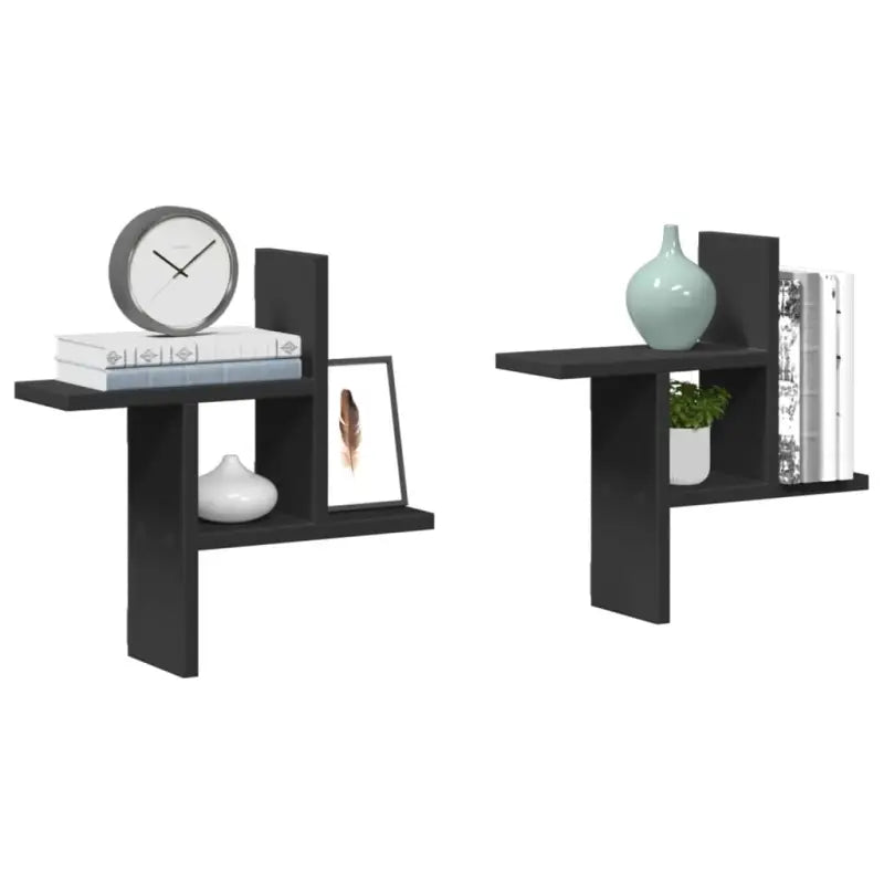 Zwevende schappen van bewerkt hout voor een stijlvolle muuropslag - Zwart / 38 x 12 x 38 cm / 1 - Wandplanken