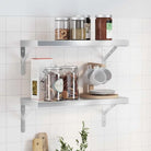 Zwevende wandplank van roestvrijstaal voor diverse ruimtes - Zilver / 50 x 23.5 x 3 cm / 1 - Wandplanken