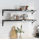 Zwevende wandplank van roestvrijstaal voor diverse ruimtes - Zwart / 100 x 23.5 x 3 cm / 1 - Wandplanken